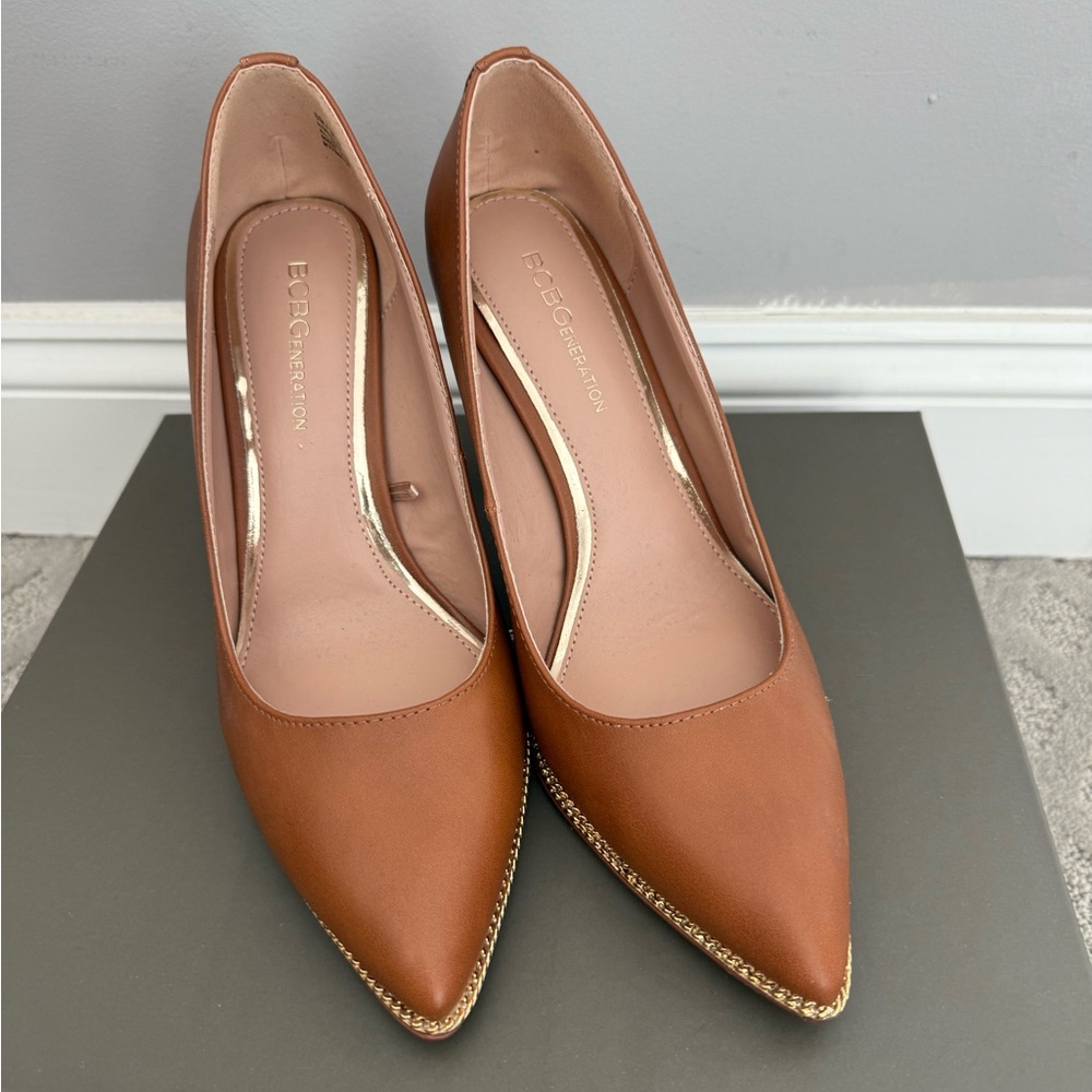 BCBGeneration Tan Leather Heels